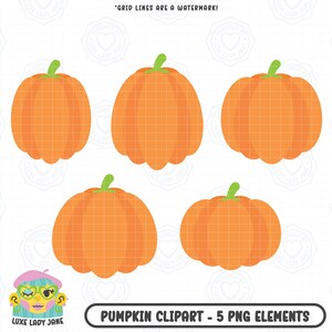 Pumpkin Clipart PNGs | Halloween and Fall PNG Elements, Instant Download