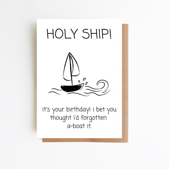 Holy Ship Card Funny Birthday Card Card For Boyfriend Or Etsy Verjaardagskaart Boot