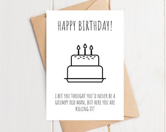 Grumpy Old Twat Funny Rude Birthday Card For Husband Boyfriend Grandad Mate Boss 