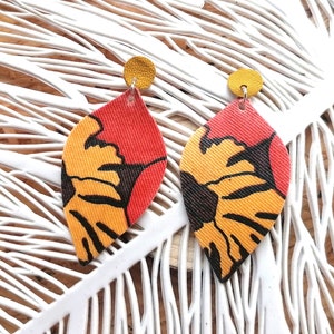 Upcycled Fabric Inverted Teardrop Earring | Hardened Fabric | Sustainable Jewellery | Vintage Scrap | Lucy & Yak Scrap | Recycled Leather