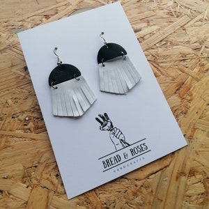 GEORGIA Recycled Leather Earrings  Sustainable Jewellery  Black/White