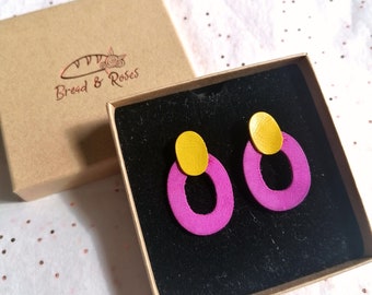 DELIA Recycled Leather Earrings - 10 Colours | Sustainable Jewellery | Eco-Friendly | Upcycled | Statement Earrings | Retro | Vintage Style
