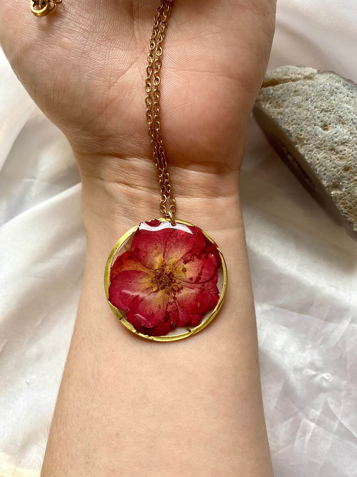 Preserved Rose Necklace Resin Jewelry Gift for her Rose Etsy
