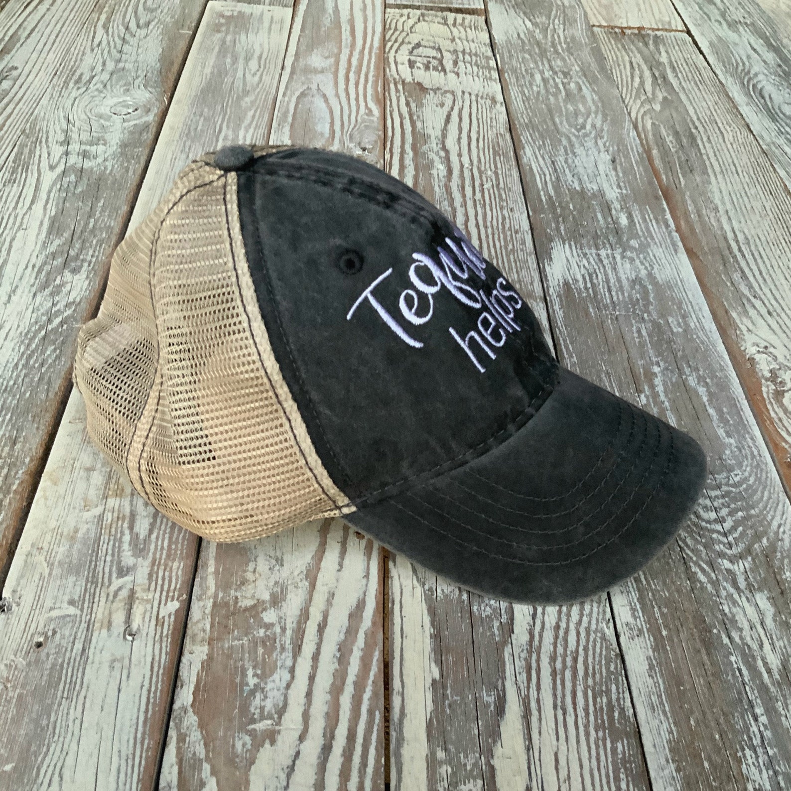 Tequila Helps Embroidery Trucker Hat tequilahelps Etsy