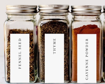 Simple Spice Jar Labels Template, Printable Organization Kitchen Labels Download, Custom Spices Stickers, L-22