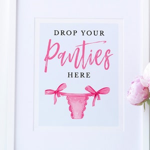 Drop Your Panties Here Bridal Shower Game Sign, The Panty Game Bridal Shower Sign, Drop Your Panties Sign Template Download, S-06