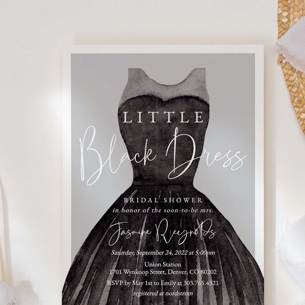 Little Black Dress Bridal Shower Invitation Template Download, Printable LBD Shower Invite, Little Black Dress Party Invitation, SH-30