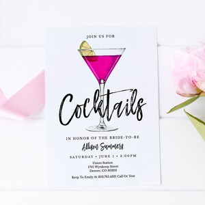 Modello di invito per l’addio al nubilato con cocktail, download dell’invito per un cocktail party per l’addio al nubilato, SH-06