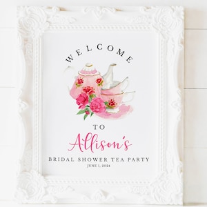 Printable Bridal Shower Afternoon Tea Party Welcome Sign Template Download, Printable Baby Shower Tea Party Decor, Tea Party Welcome, WS-05