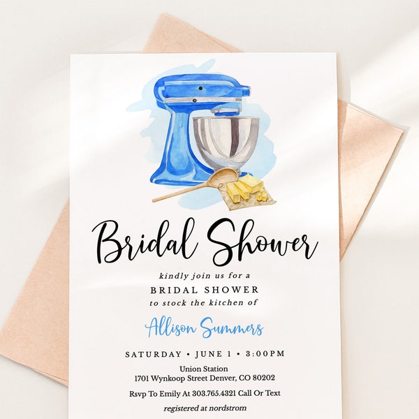 Kitchen Bridal Shower Invitation Template, Stock the Kitchen Couples Wedding Shower Invitation Download, Baking Bridal Shower Invite, SH-21