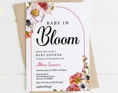Baby in Bloom Wildflowers Bridal Shower Invitation Template, Printable Floral Baby Invite Download, BSH-91
