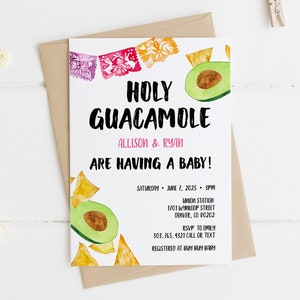 Holy Guacamole Baby Shower Fiesta Invitation Template, Mexican Fiesta Baby Shower Invitation Download, Gender Neutral Baby Shower, BSH-17