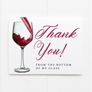 Thank You From the Bottom of My Wine Glass, Wine Thank You Card Template, Printable Wine Glass Thank You Note Download, TC-66