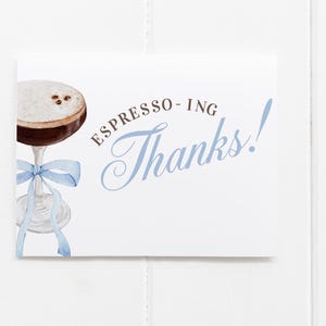 Modèle de carte de remerciement imprimable Merci expresso, téléchargement de note de remerciement pour la douche nuptiale Martini expresso, thème Martini Merci, TC-89