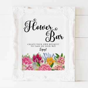 Bridal Shower Flower Bar Sign Template Download, Printable Flower Bar Sign, Create Your Own Bouquet Sign Download, BS-71