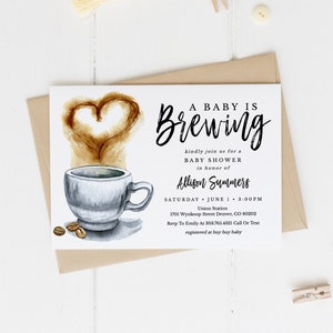 Ein Baby braut Kaffee Themen Babypartyeinladung Vorlage Download, druckbare Kaffee-Babyparty-Babybraueinladung, BSH-04
