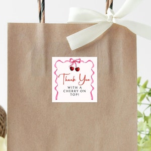 She&#39;s the Cherry on Top Bridal Shower Favor Tag Label Download, Printable Cherry Bridal Shower Favor Sticker Template, ST-114