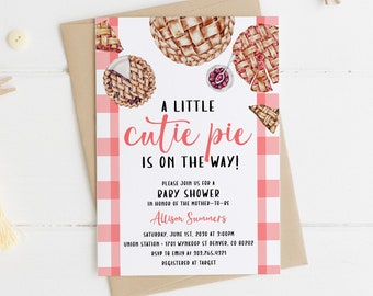 Little Cutie Pie Baby Shower Invitation Template, Printable Girl Shower Invite Download, BSH-103