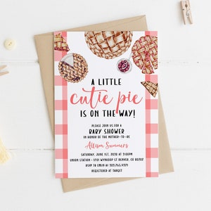 A Little Cutie Pie is On the Way Baby Shower Invitation Template Download, Printable Girl Baby Shower Invite, Cutie Pie Baby Shower, BSH-103