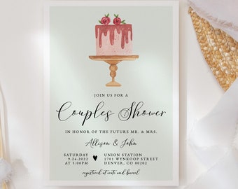 Couples Shower Invitation Template, Printable Couples Wedding Shower Invitation Download, Simple Modern Minimalist Invitation, SH-52