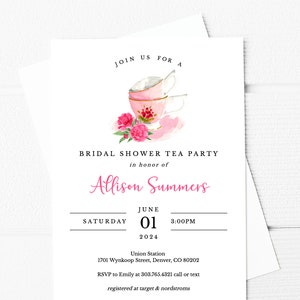 Printable Afternoon Tea Party Invitation Template, Printable Bridal ...