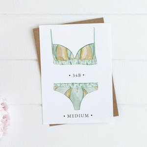 Printable Bridal Shower Lingerie Sizes Insert Card Template, Bride Measurements Bra Size Card, Bridal Lingerie Insert Card Printable, I-18