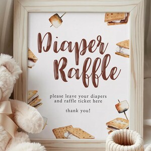 S'more Love Baby Shower Diaper Raffle Sign Template, Printable S'mores Diaper Game Download, S-108