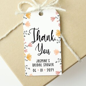 Printable Floral Gift Tag Download, Bridal Shower Thank You Favor Tag Template, Editable Gift Tag Template, Printable Thank You Tag, T-27