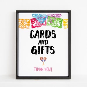Mexican Fiesta Bridal Shower Cards and Gifts Sign Template Download, Printable Cards and Gifts Wedding Shower Decor, S-17