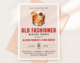 Good Old Fashioned Wedding Shower Invitation Template Download, Printable Couples Wedding Bridal Shower Invite, Cocktail Shower, SH-107