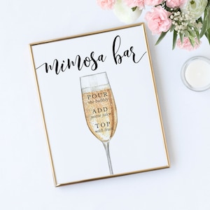Champagne Mimosa Bar Sign Template Download, Printable Mimosa Bar Sign Decor, Bridal Shower Champagne Bar Sign, Mimosa Brunch Sign, BS-13