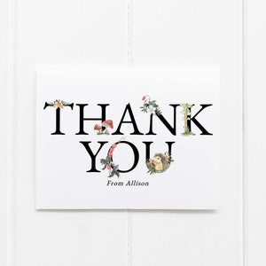 Woodland Creatures Thank You Card Download, Forest Baby Shower Thank You Note Template, Printable Thank You Card Template, TC-46