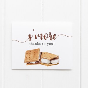 S'more Thanks to You ベビーシャワー サンキューカード テンプレート、印刷可能な Smores サンキュー ノートのダウンロード、シャワー サンキュー ダウンロード、TC-108
