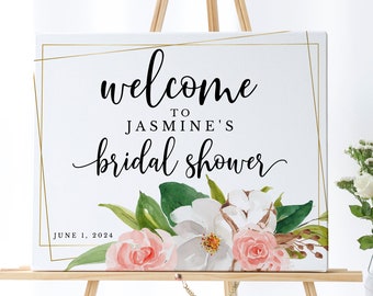 Printable Bridal Shower Welcome Sign Template, Bridal Shower Sign Download, Watercolor Floral Printable Bridal Shower Decor, WS-01