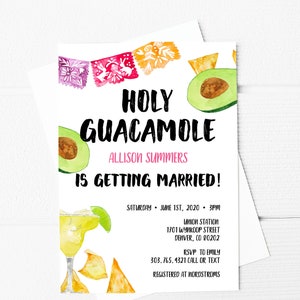 Holy Guacamole Bridal Shower Fiesta Invitation Template, Printable Bridal Fiesta Shower Invite Download, Mexican Fiesta Party Invite, SH-17