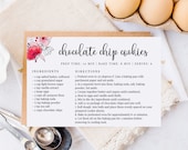 Recipe Card Template, Printable Recipe Index Card Template Download, Recipe Box Card Template,Wedding Recipe Card,Bridal Shower Recipe,RC-08