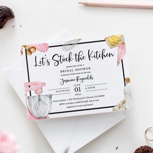 Stock the Kitchen Bridal Shower Invitation Template, Printable Kitchen Personal Shower Invitation Download, Couples Shower Invitation, SH-21