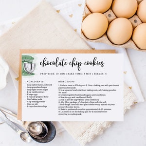 Recipe Card Printable Template, Green Mixer Recipe Card Download, Printable Recipe Card Insert, Bridal Shower Recipe Card, 4x6 Recipe, RC-21