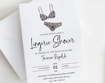 Lingerie Shower Invitation Download, Printable Personal Bridal Shower Invite Template, SH-18