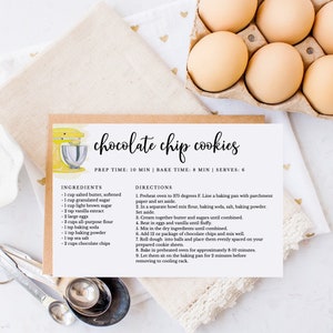 Yellow Mixer Recipe Card Template, Printable Bridal Shower Recipe Card Download, Editable 4x6 Recipe Index Card, Printable Recipe Card RC-21