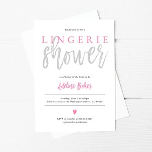 Printable Lingerie Shower Invitation Template Download, Lingerie Bridal Shower Invite, Minimalist Lingerie Shower Invitation Template, SH-37
