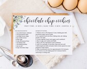Watercolor Floral Recipe Card Download, 4x6 Recipe Card Template Download, Printable Floral Recipe Index Card, Recipe Organizer, RC-07