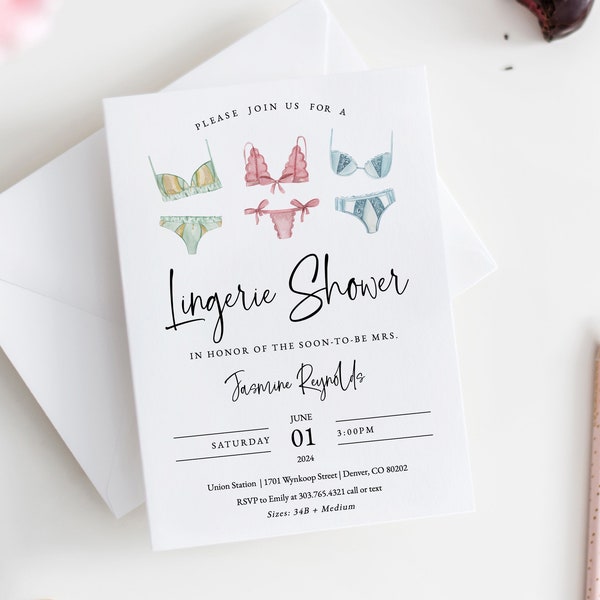 Bridal Lingerie Shower Invitation Template Download, Printable Lingerie Bridal Shower Invitation Template, Wedding Personal Shower, SH-18