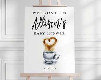 A Baby is Brewing Shower Welcome Sign Template, Printable Coffee Welcome Decor Download, WS-04