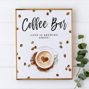 Love is Brewing Coffee Bar Sign Instant Download, Printable Wedding Coffee Bar Sign Template, Love is Brewing Wedding Sign Printable, BS-04