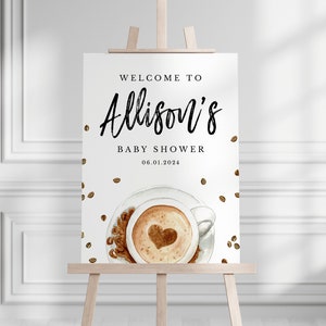 A Baby is Brewing Coffee Baby Shower Welcome Sign Template, Coffee Baby Shower Printable Welcome Sign Download, Gender Neutral Baby, WS-04