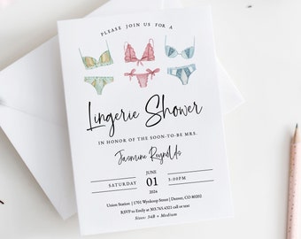 Bridal Lingerie Shower Invitation Template Download, Printable Lingerie Bridal Shower Invitation Template, Wedding Personal Shower, SH-18