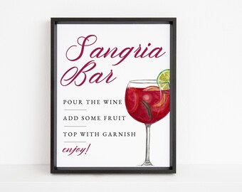 Sangria Bar Sign Template, Printable Wine Sangria Bar Sign Download, Vino Before Vows Bridal Shower Sangria Bar Sign, BS-66