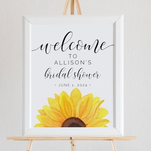 Sunflower Bridal Shower Welcome Sign Download, Printable Wedding Shower Sunflower Welcome Sign Template, Sunflower Shower Decor, WS-25