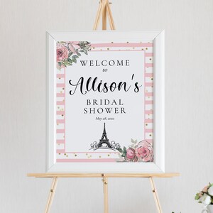 Paris Bridal Shower Welcome Sign Template, Eiffel Tower Welcome Sign Download, Paris Theme Bridal Shower Printable Welcome Sign, WS-28